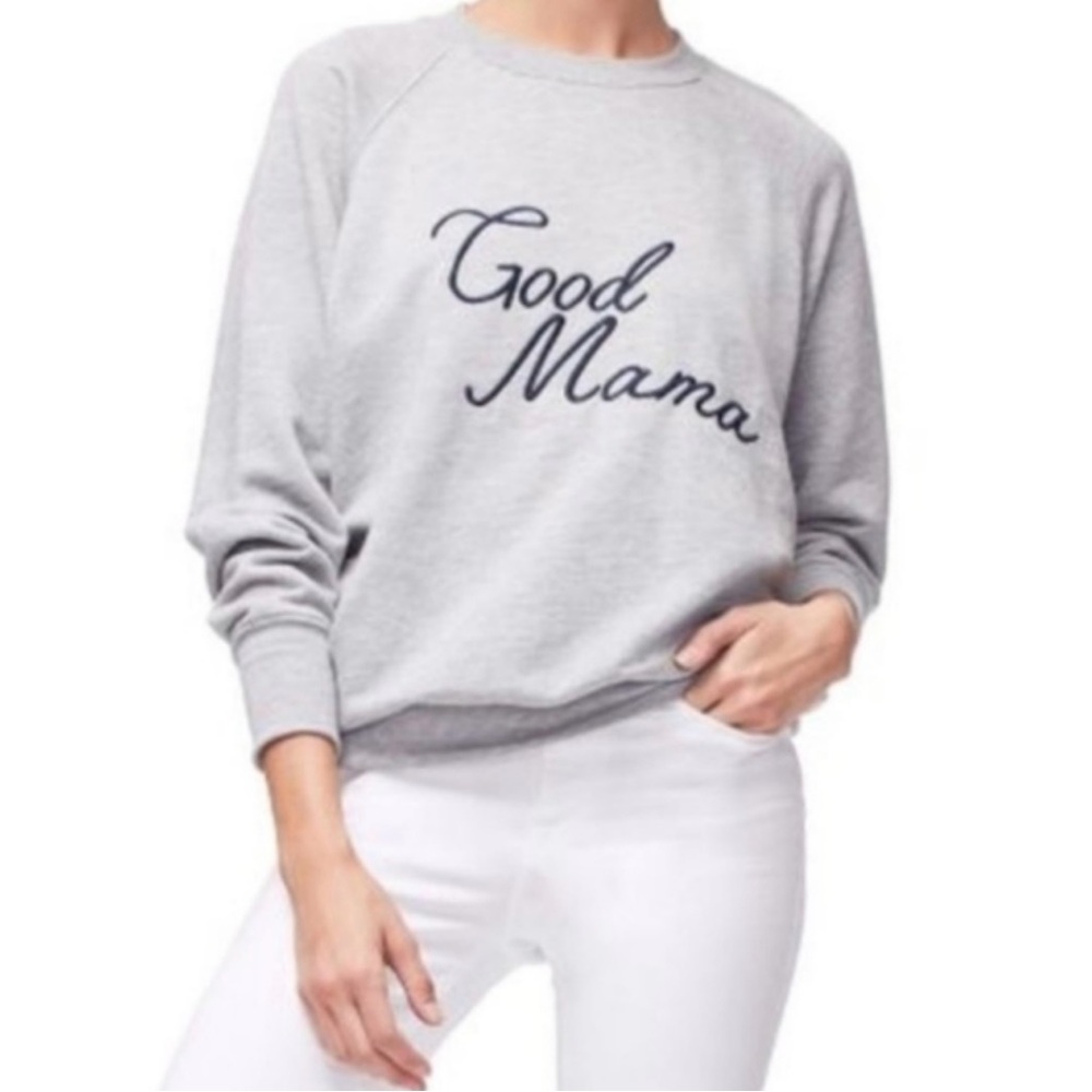 Good American Gray 'Good Mama' Crew Neck Sweatshirt